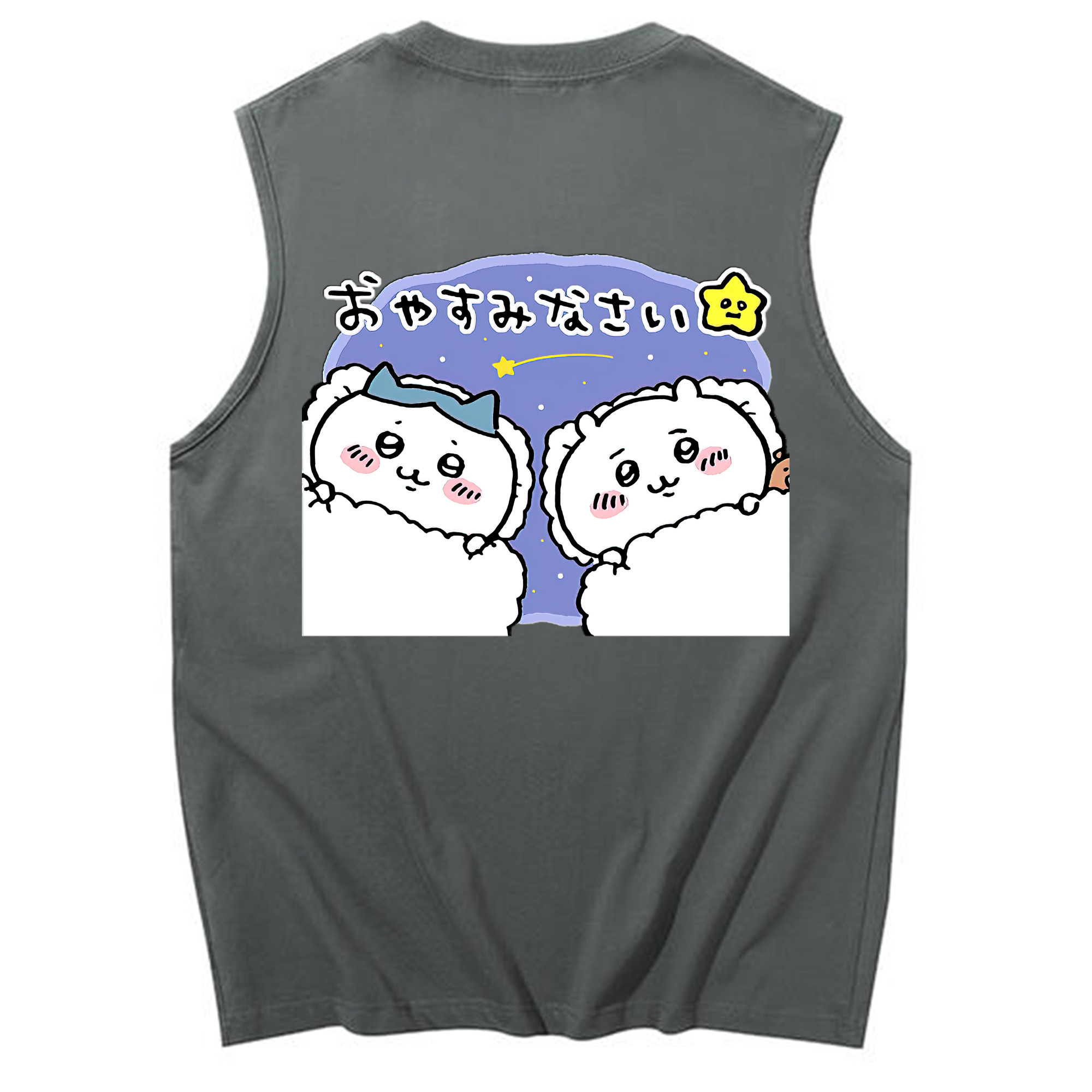 （画像用） ちいかわ ハチワレ Chii-kawa hachiware コットン100％タンクトップ（背面プリント）